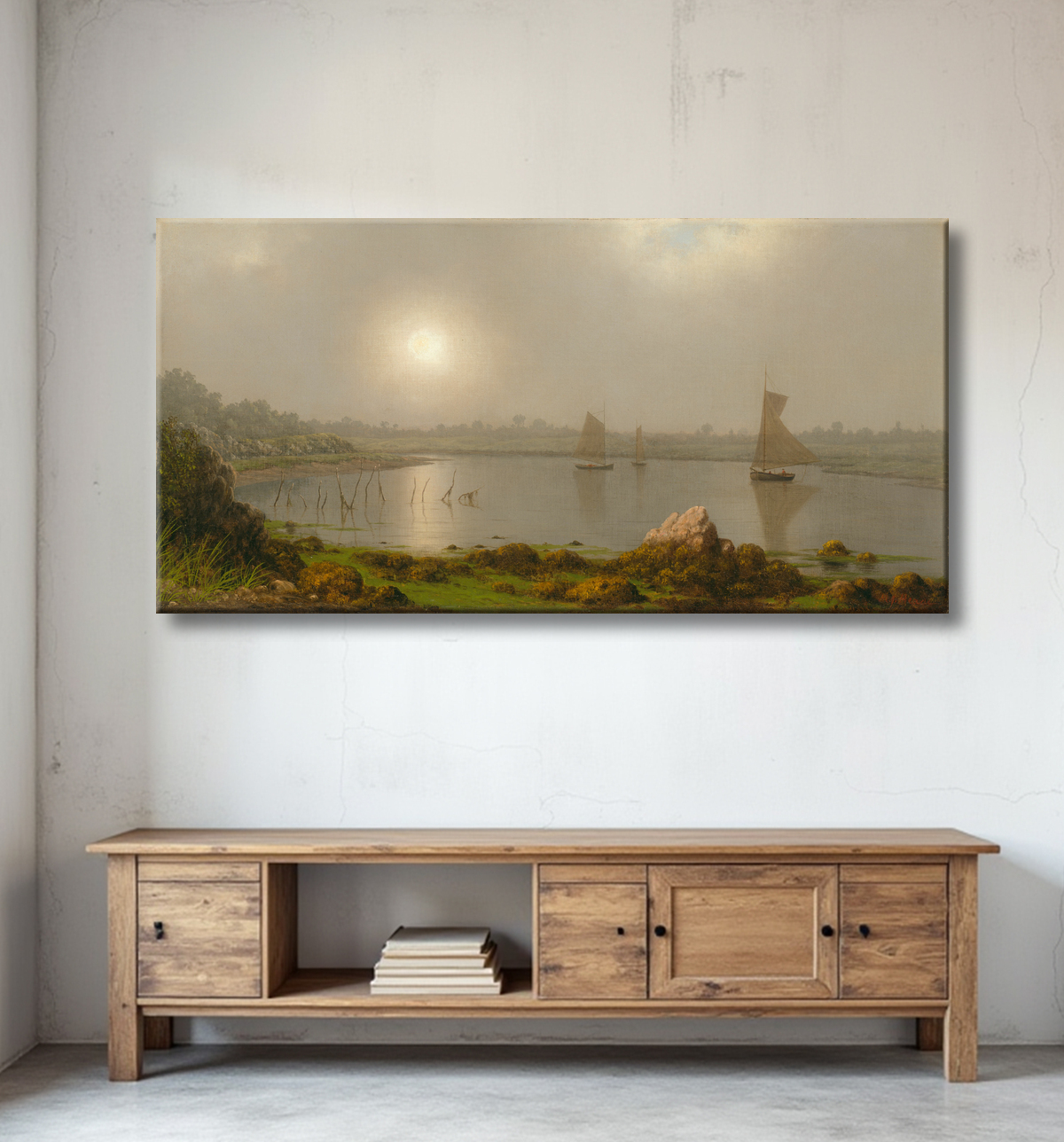 Reproduction Port de York, côte du Maine de Martin Johnson Heade avec decor