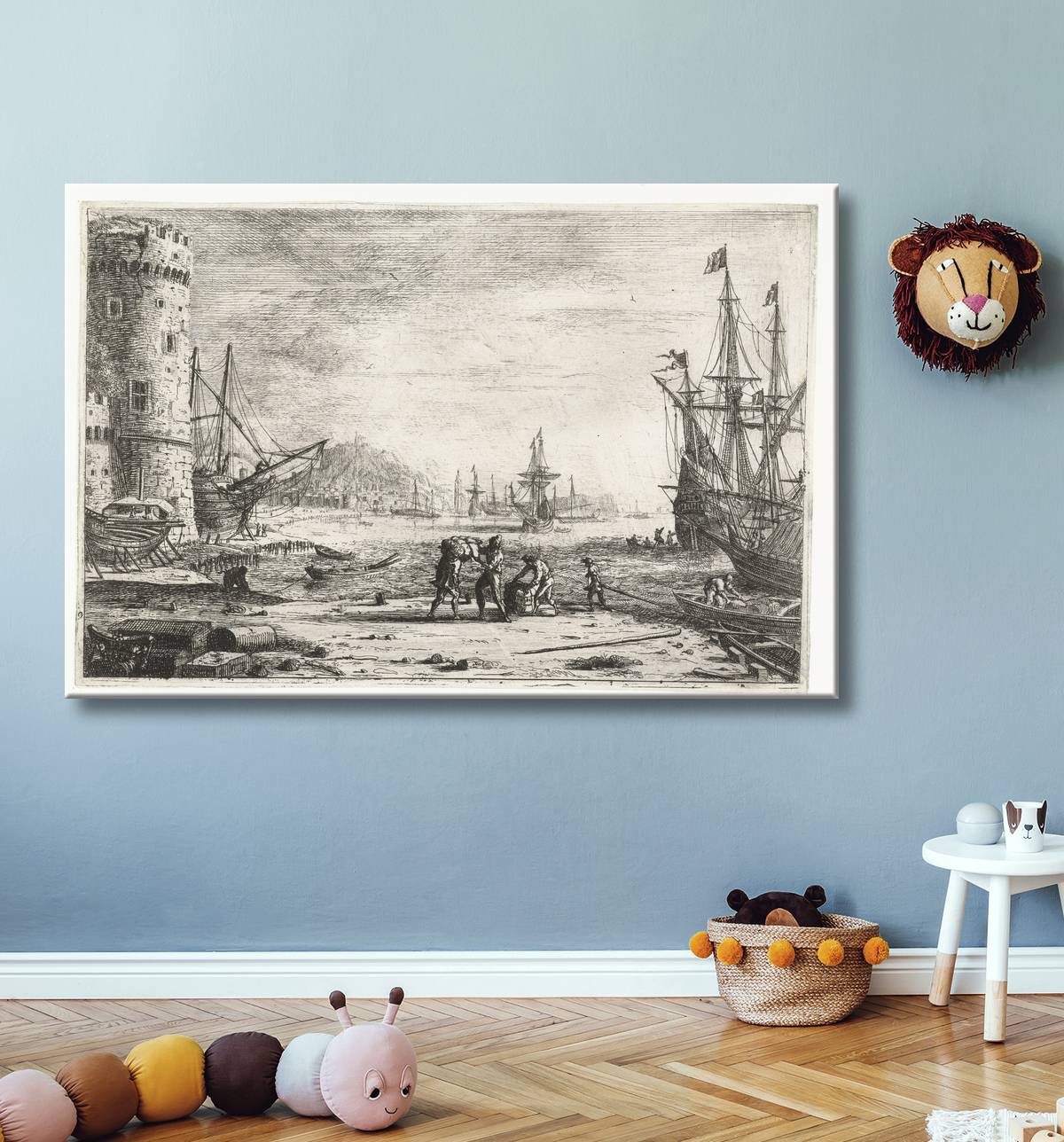 Reproduction Portail avec une grande tour de Claude Lorrain avec decor