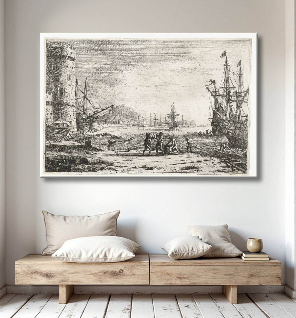 Reproduction Portail avec une grande tour de Claude Lorrain avec decor