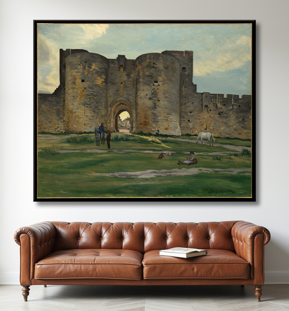Reproduction Porte de la Reine at Aigues-Mortes de Jean-Frédéric Bazille avec decor