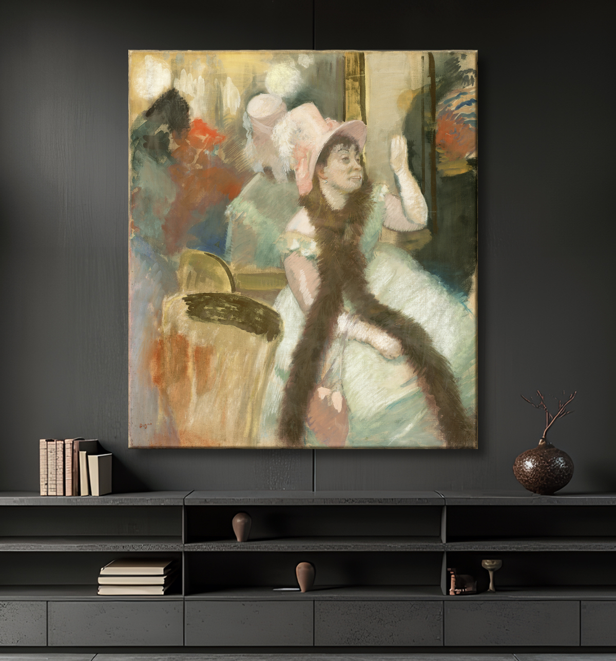 Reproduction Portrait d'après un bal costumé (Portrait de Madame Dietz-Monnin) de Hilaire Germain Edgar Degas avec decor