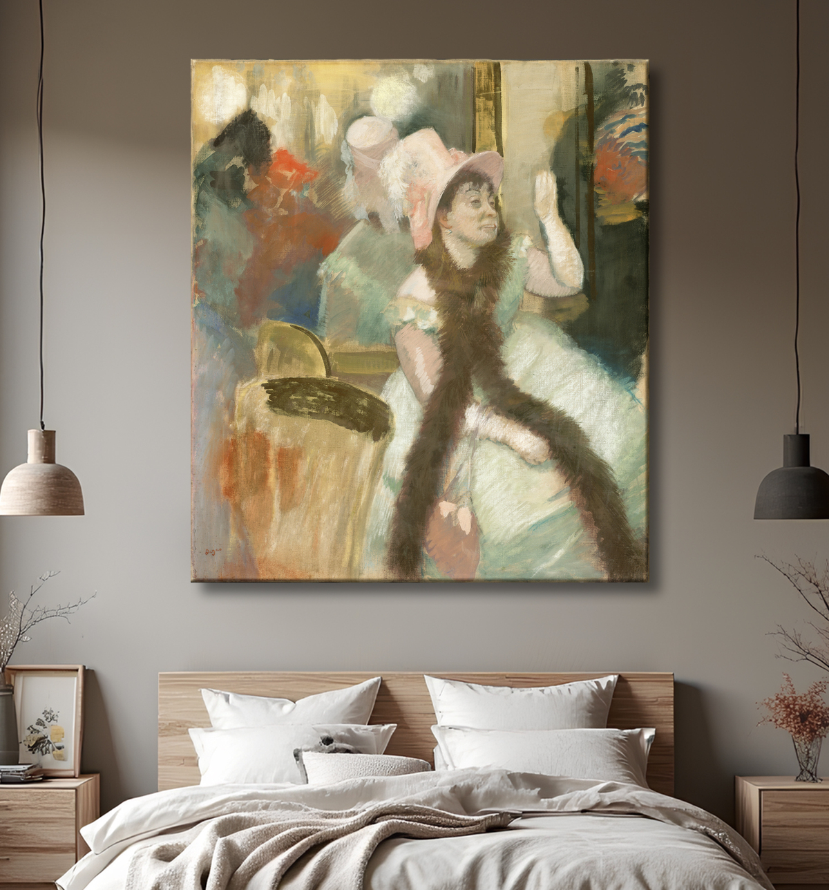 Reproduction Portrait d'après un bal costumé (Portrait de Madame Dietz-Monnin) de Hilaire Germain Edgar Degas avec decor