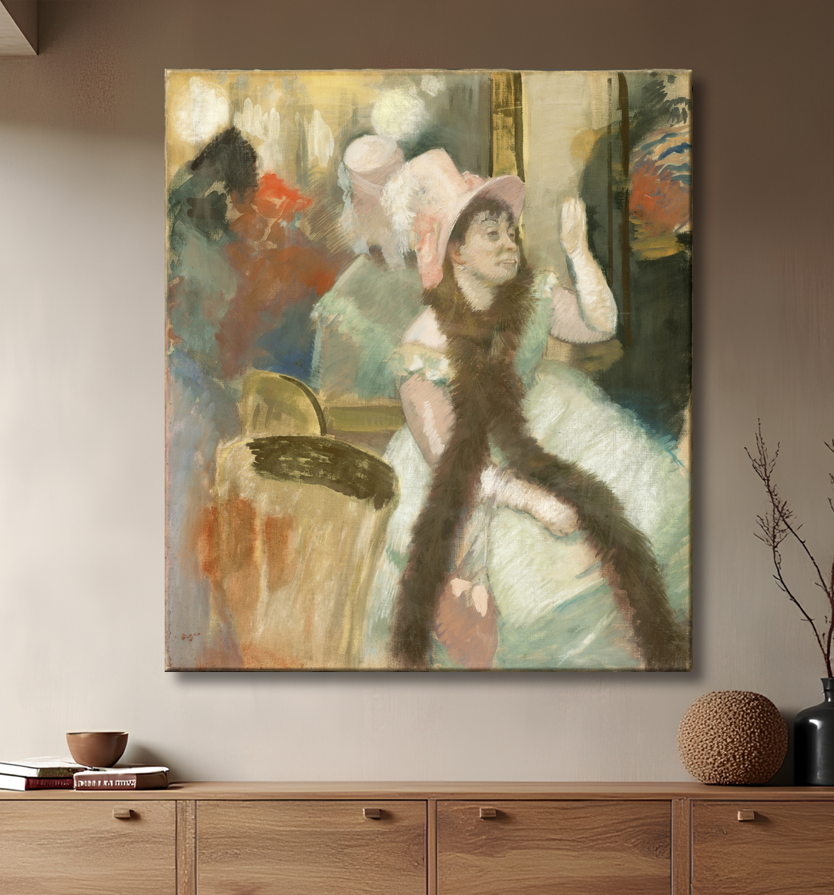 Reproduction Portrait d'après un bal costumé (Portrait de Madame Dietz-Monnin) de Hilaire Germain Edgar Degas avec decor