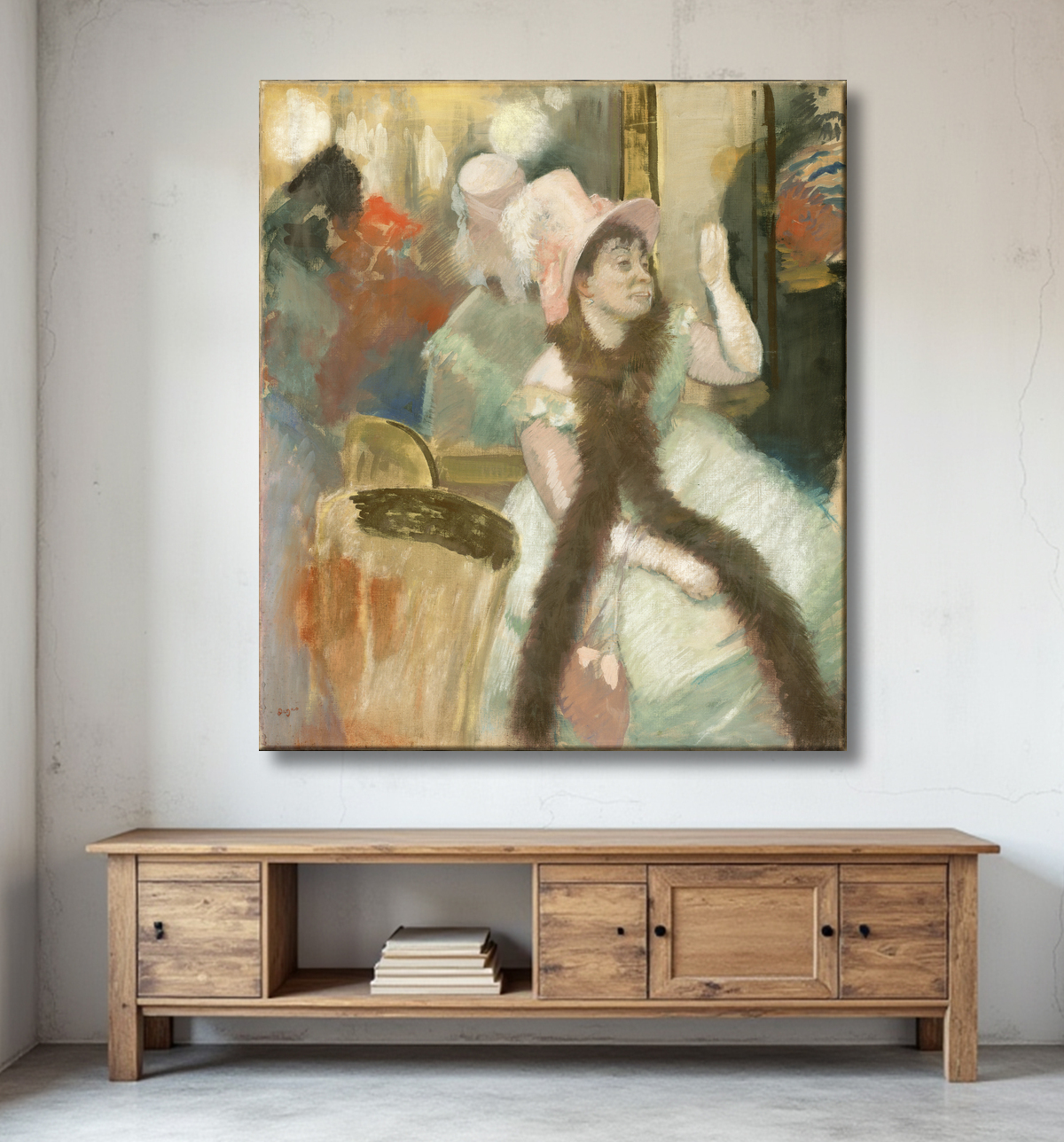 Reproduction Portrait d'après un bal costumé (Portrait de Madame Dietz-Monnin) de Hilaire Germain Edgar Degas avec decor