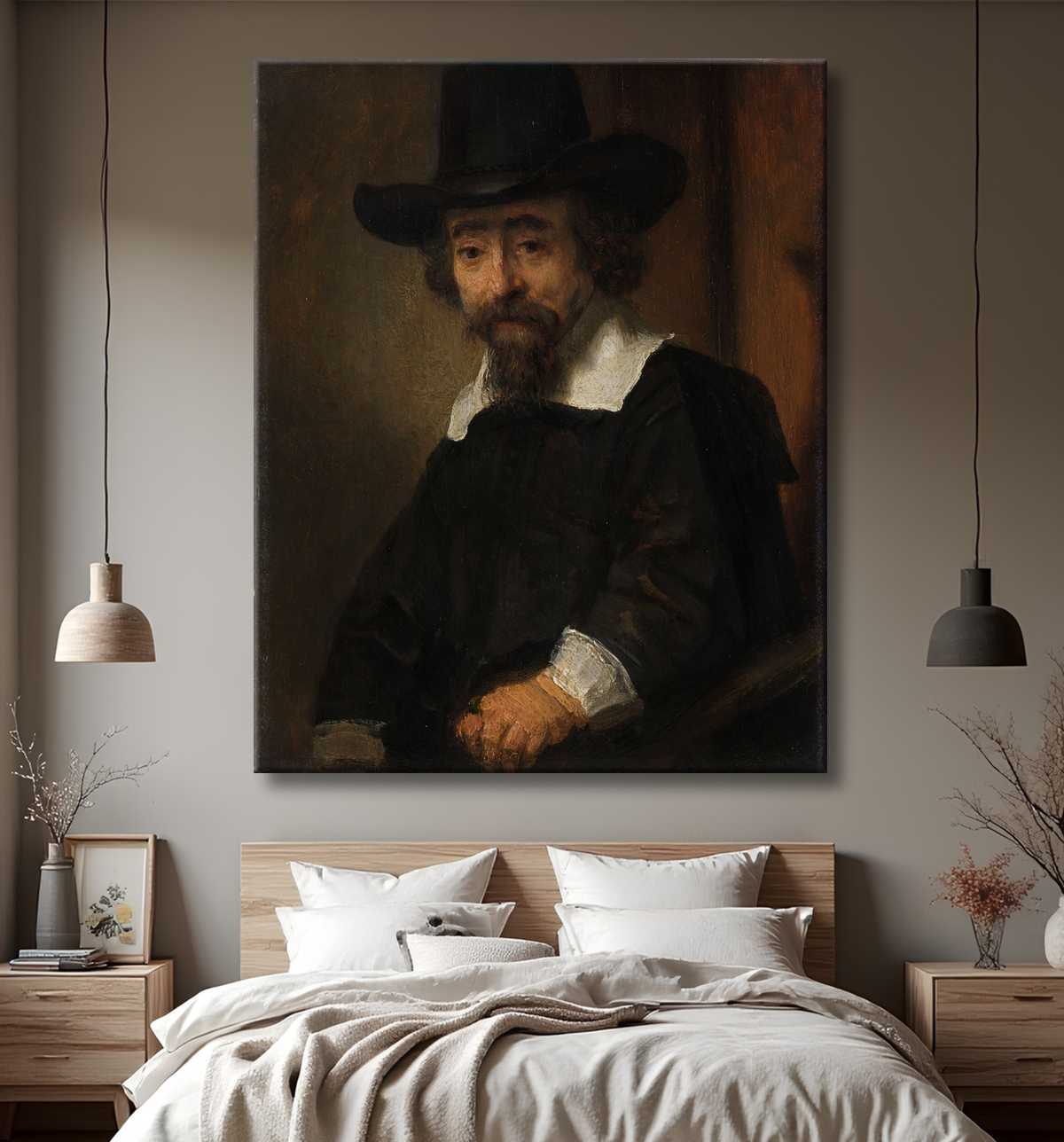 Reproduction Portrait d'Ephraïm Bueno de Rembrandt van Rijn avec decor