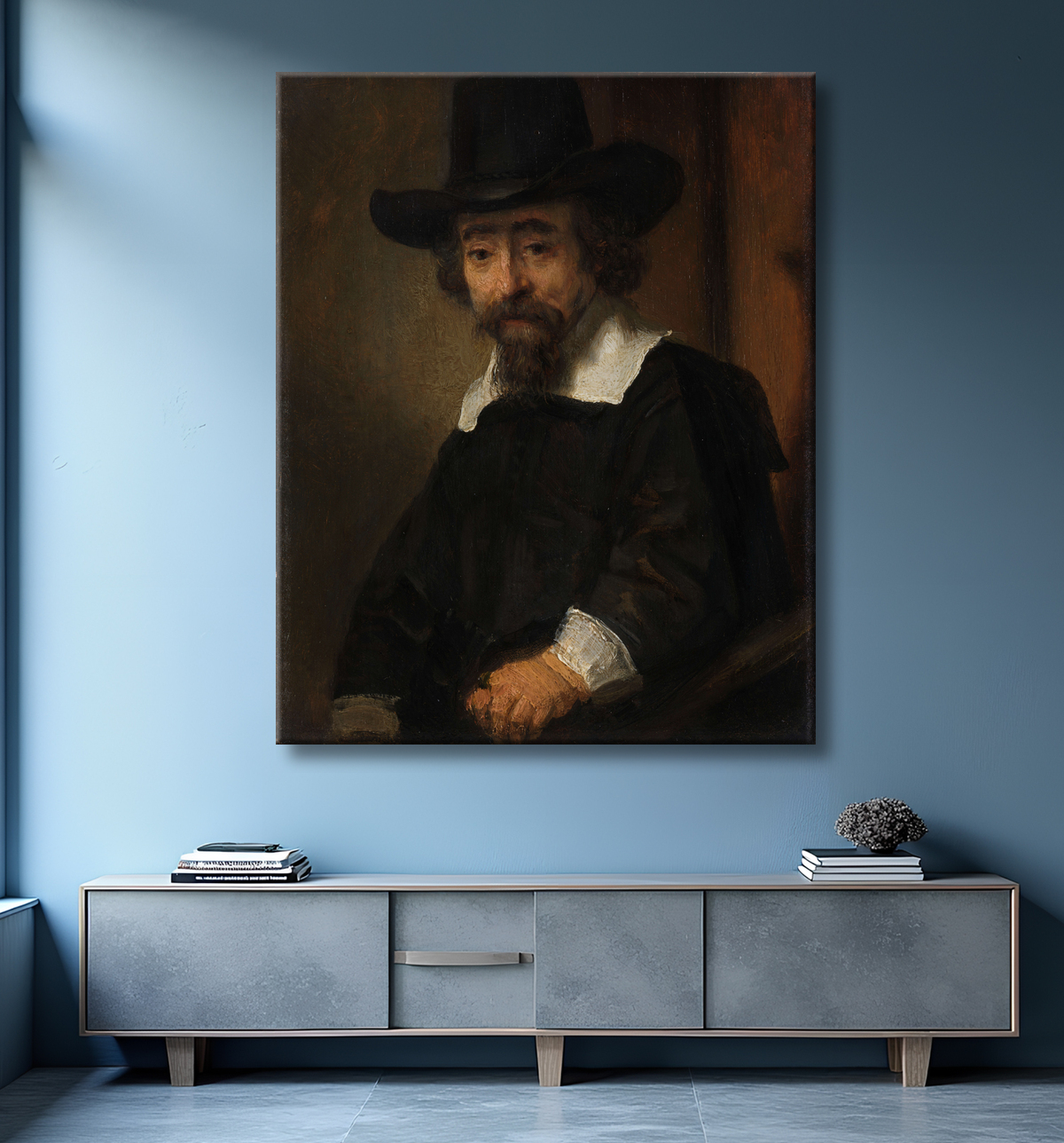 Reproduction Portrait d'Ephraïm Bueno de Rembrandt van Rijn avec decor