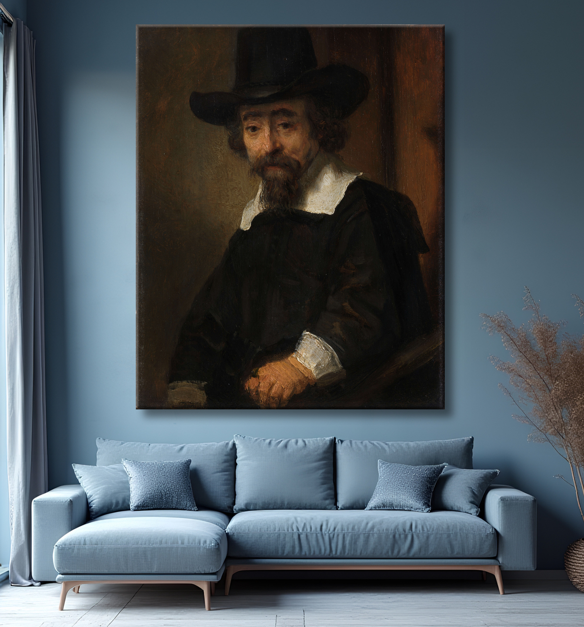 Reproduction Portrait d'Ephraïm Bueno de Rembrandt van Rijn avec decor