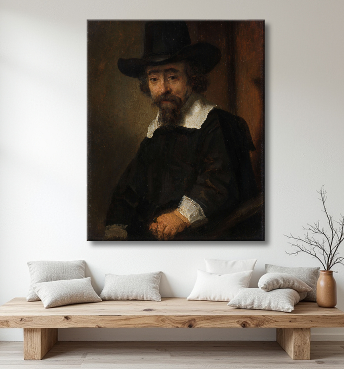 Reproduction Portrait d'Ephraïm Bueno de Rembrandt van Rijn avec decor