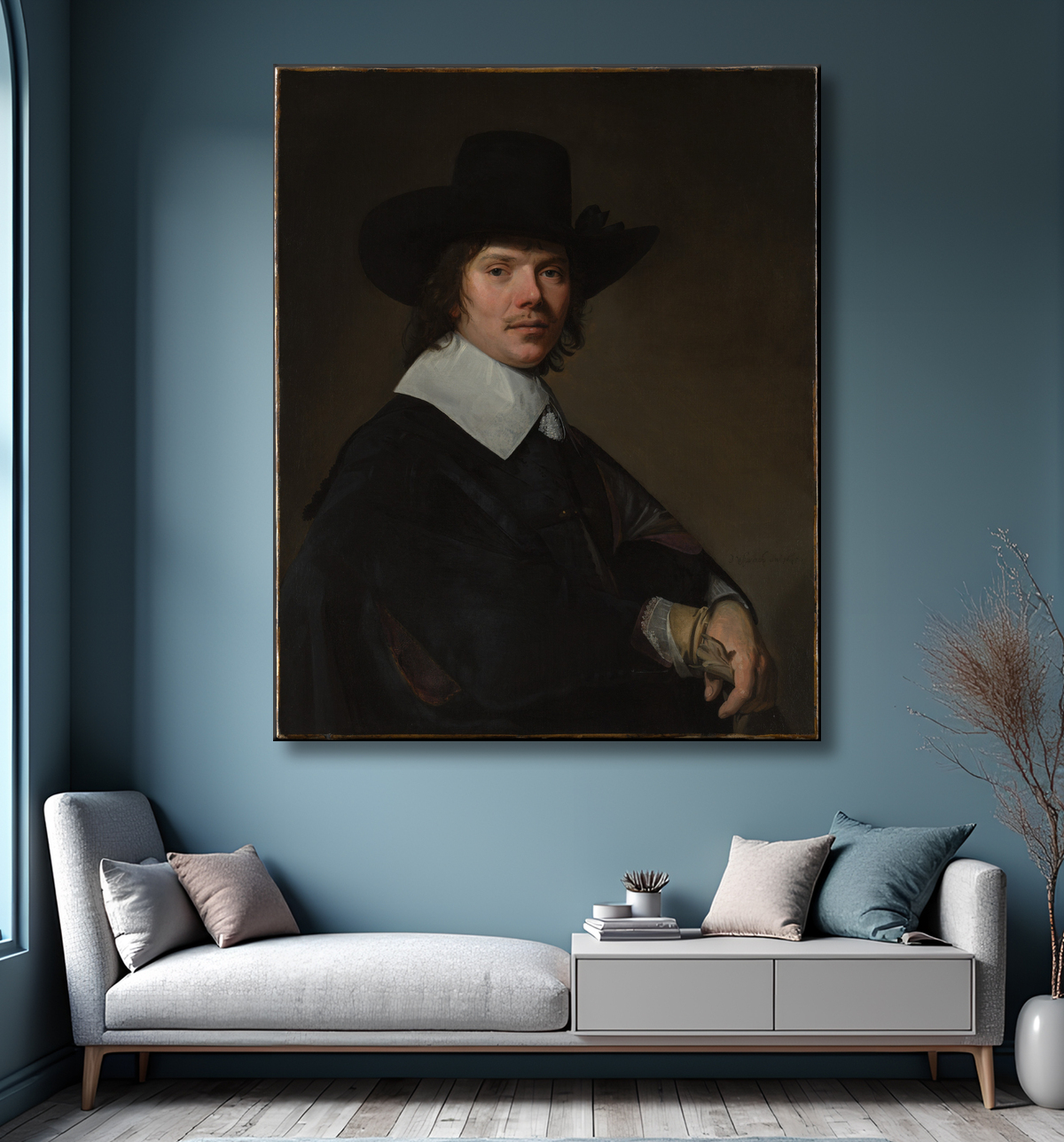 Reproduction Portrait d'homme de Johannes Verspronck avec decor