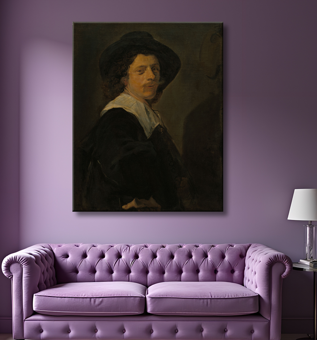 Reproduction Portrait d'un artiste de Follower of Frans Hals avec decor