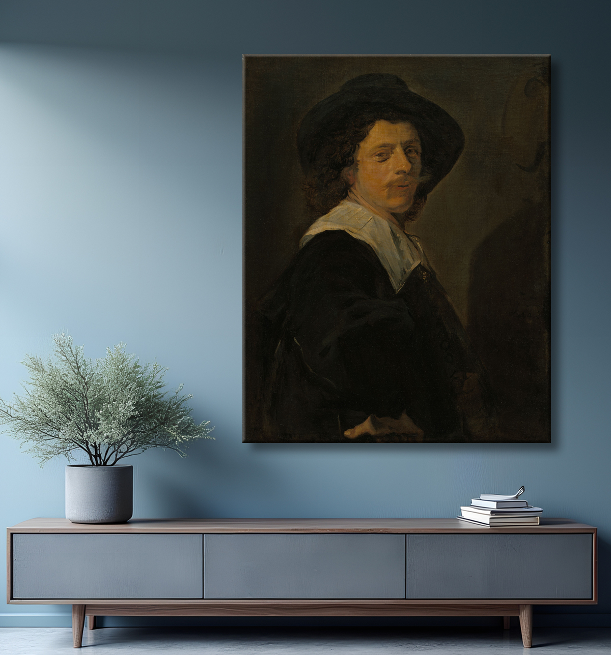 Reproduction Portrait d'un artiste de Follower of Frans Hals avec decor