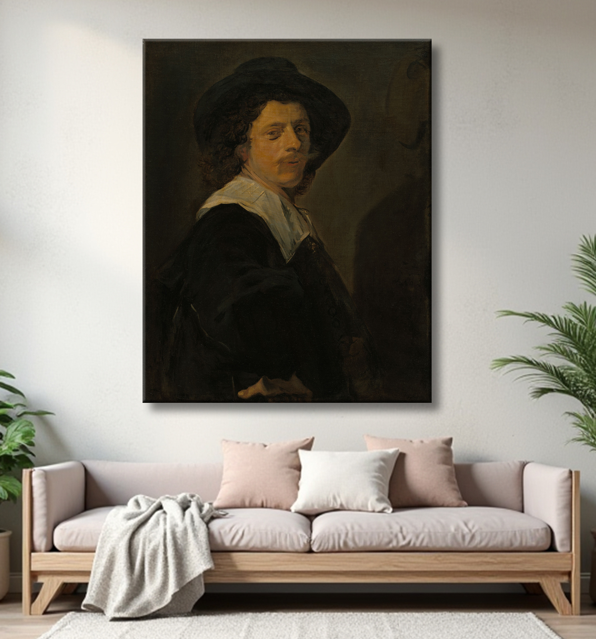 Reproduction Portrait d'un artiste de Follower of Frans Hals avec decor