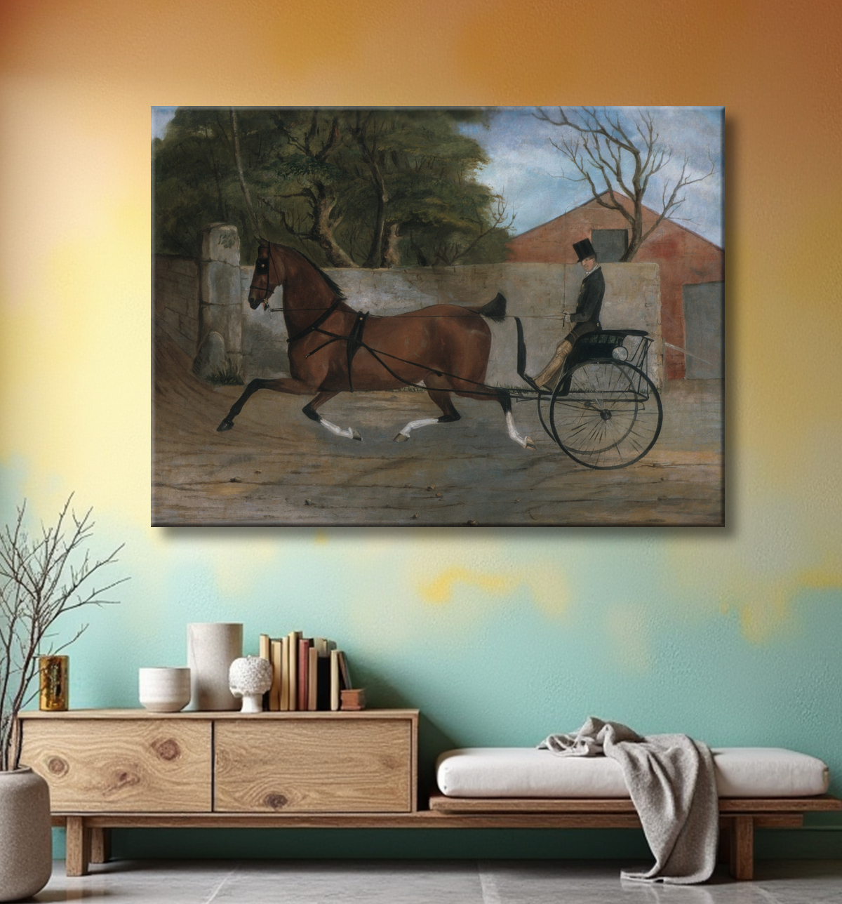 Reproduction Portrait d'un gentilhomme en calèche avec decor