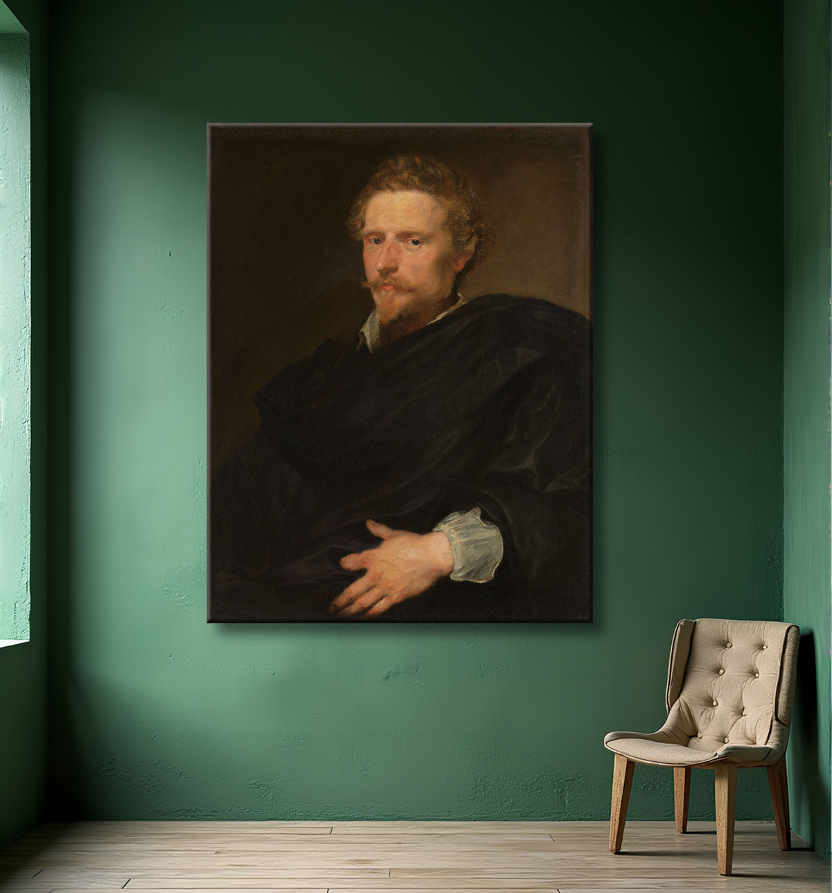 Reproduction Portrait d'un homme de Anthony van Dyck avec decor
