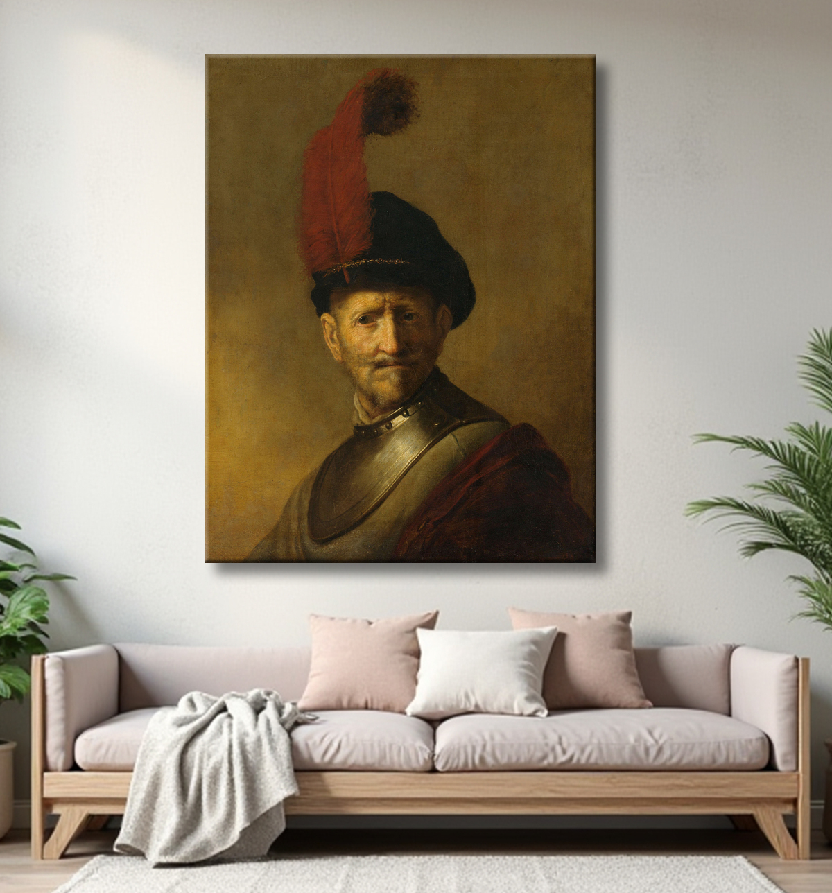 Reproduction Portrait d'un homme, peut-être le père de Rembrandt, Harmen Gerritsz van Rijn de Rembrandt van Rijn avec decor