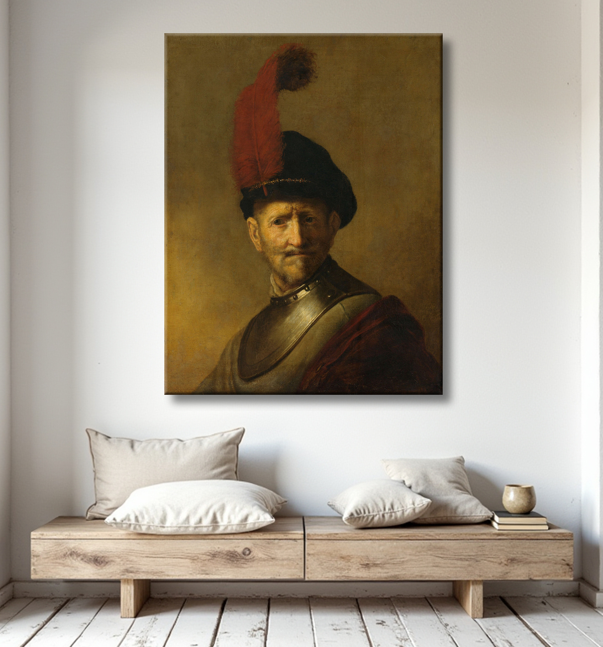 Reproduction Portrait d'un homme, peut-être le père de Rembrandt, Harmen Gerritsz van Rijn de Rembrandt van Rijn avec decor
