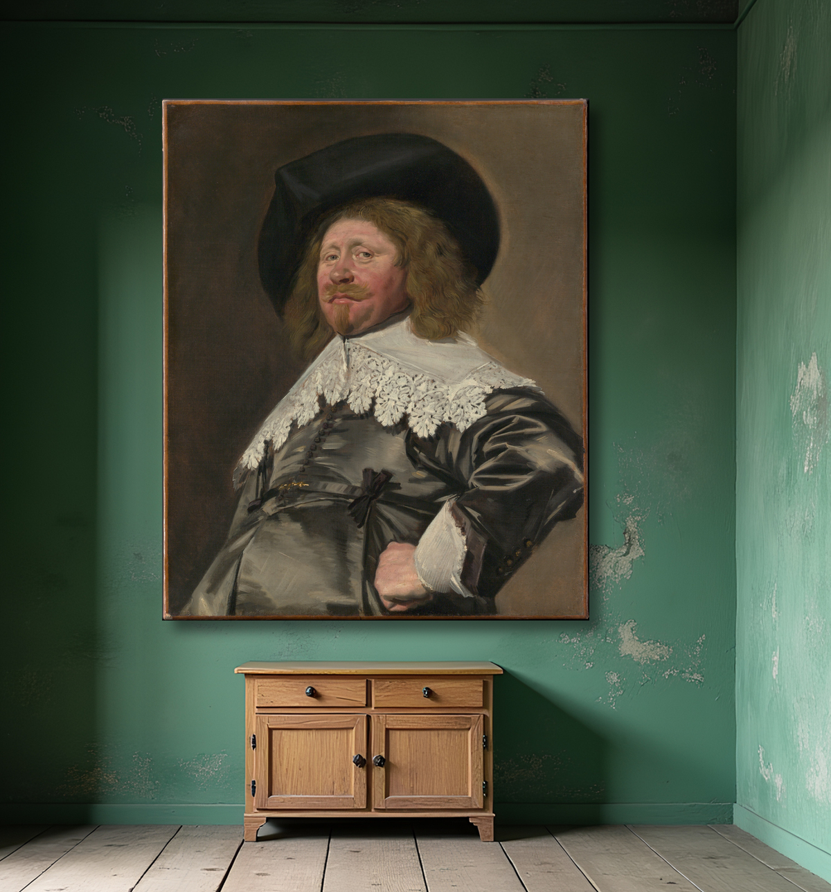 Reproduction Portrait d'un homme, peut-être Nicolaes Pietersz Duyst van Voorhout (né vers 1600, mort en 1650) de Frans Hals avec decor