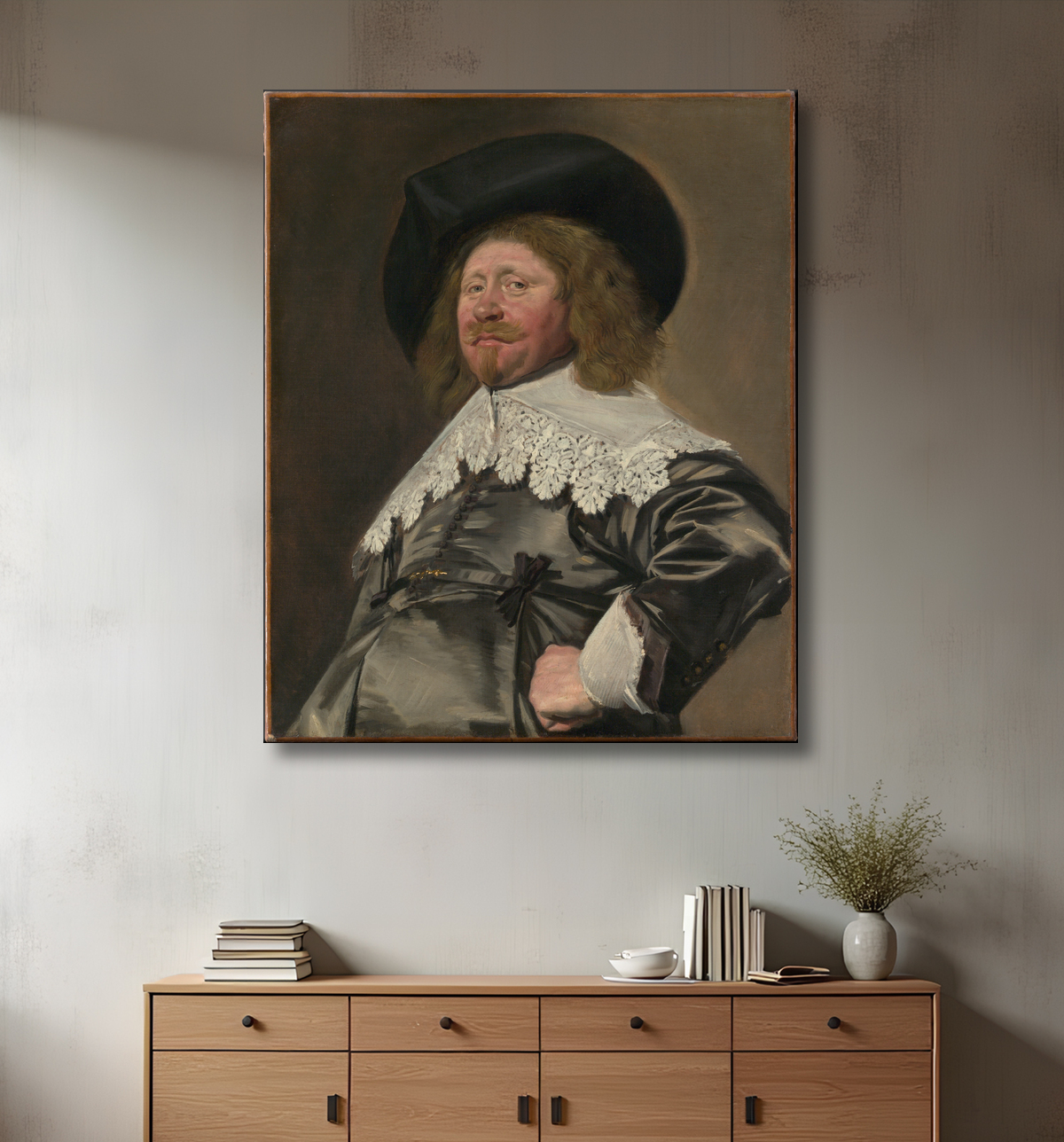 Reproduction Portrait d'un homme, peut-être Nicolaes Pietersz Duyst van Voorhout (né vers 1600, mort en 1650) de Frans Hals avec decor