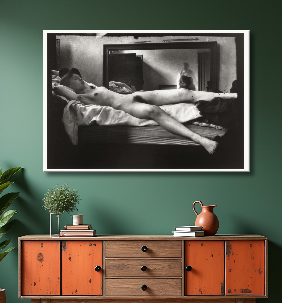 Reproduction Portrait d'un nu féminin avec Breitner photographiant dans le miroir de George Hendrik Breitner avec decor