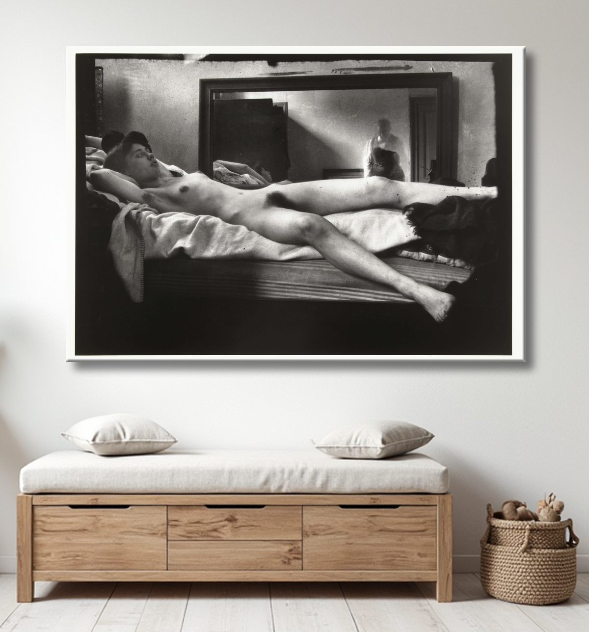 Reproduction Portrait d'un nu féminin avec Breitner photographiant dans le miroir de George Hendrik Breitner avec decor