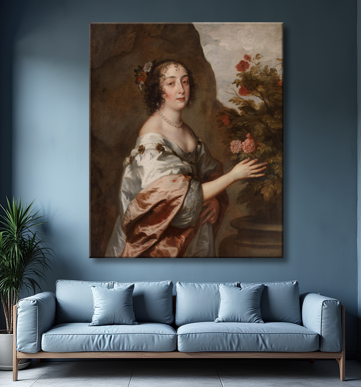 Reproduction Portrait d'une dame de Dyck, Anthony van avec decor