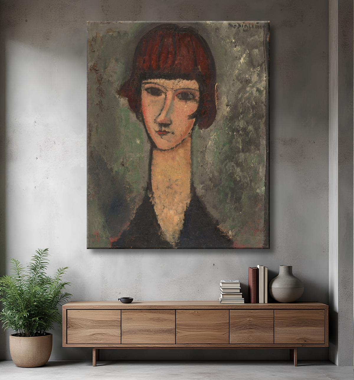 Reproduction Portrait d'une femme de Amedeo Modigliani avec decor
