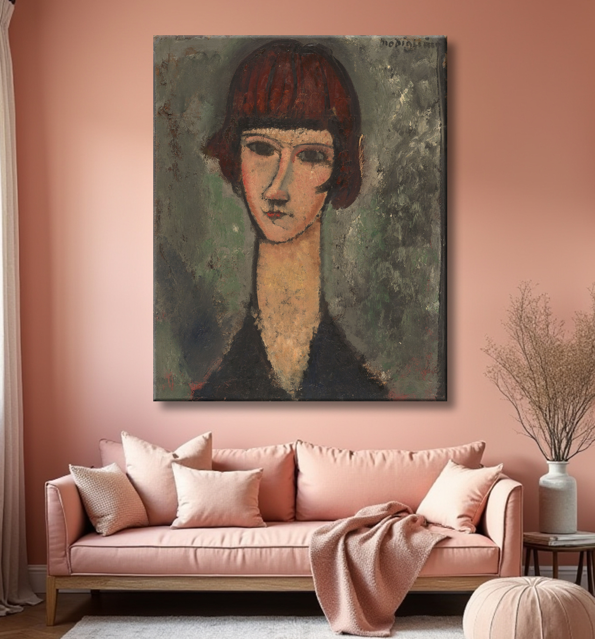 Reproduction Portrait d'une femme de Amedeo Modigliani avec decor