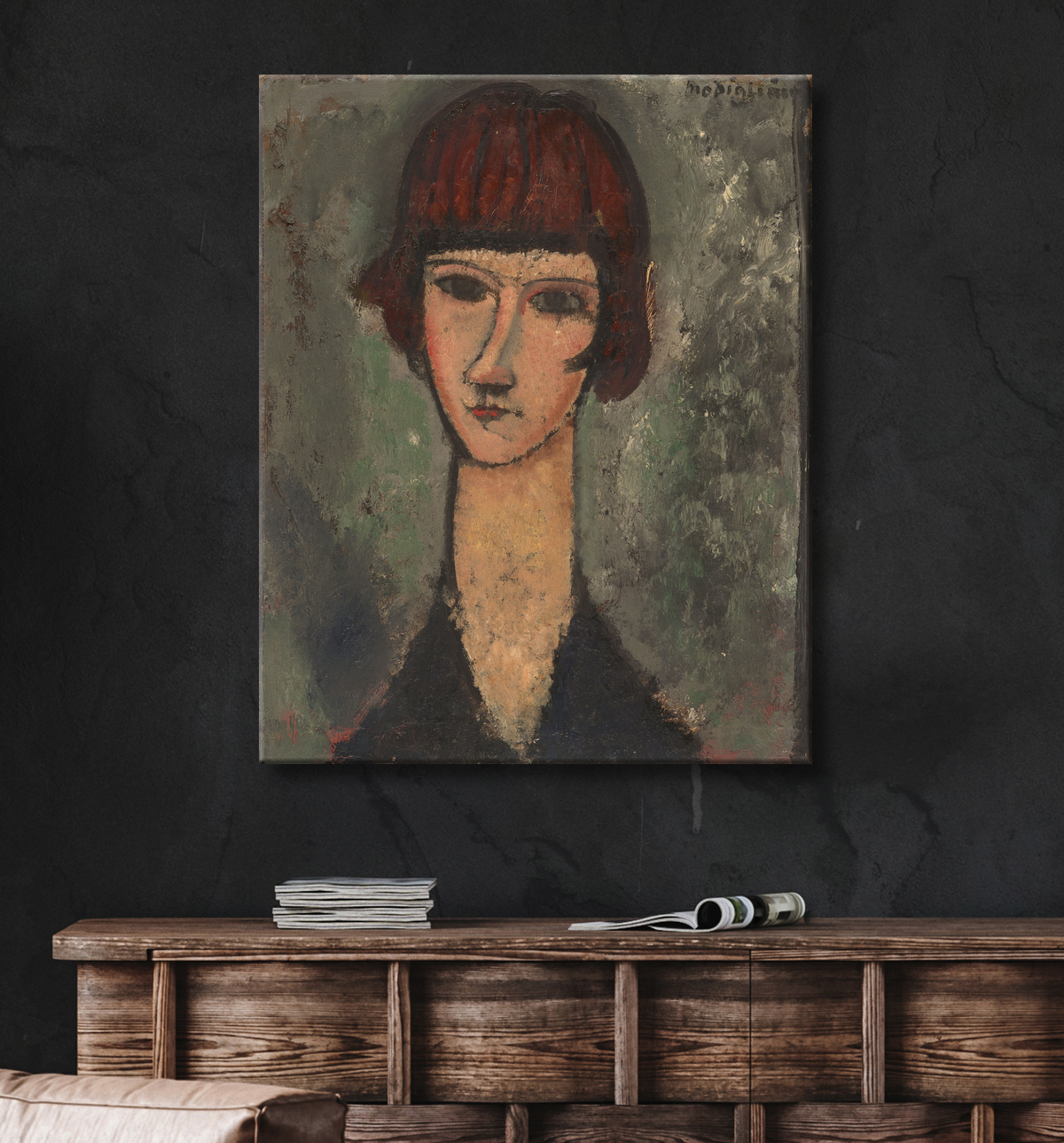 Reproduction Portrait d'une femme de Amedeo Modigliani avec decor