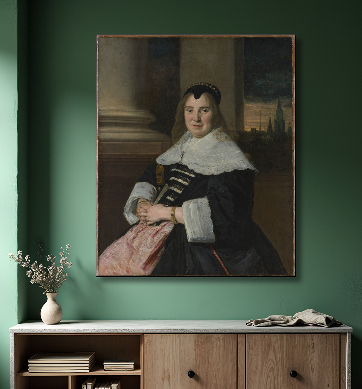 Reproduction Portrait d'une femme de Frans Hals avec decor