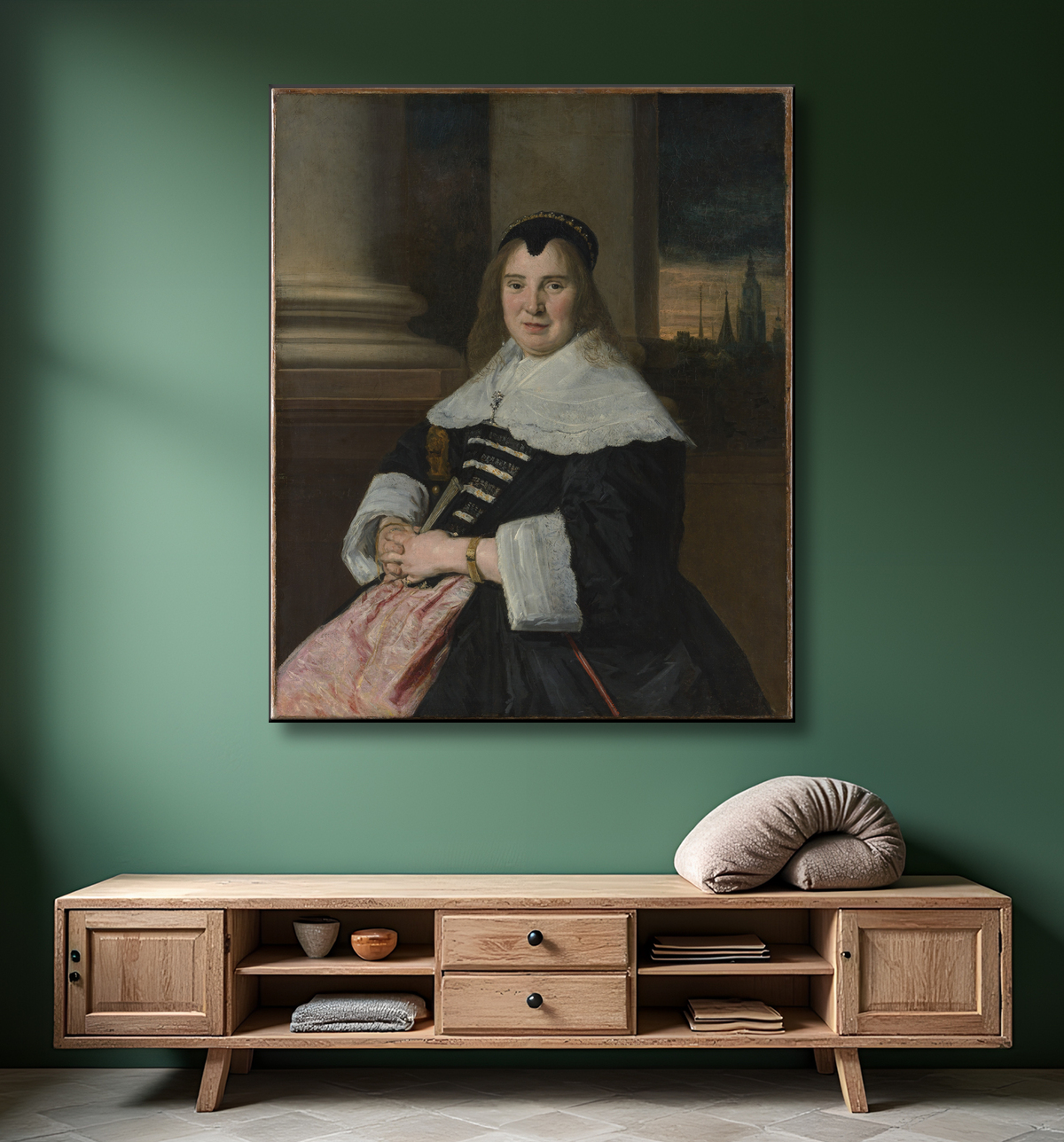 Reproduction Portrait d'une femme de Frans Hals avec decor
