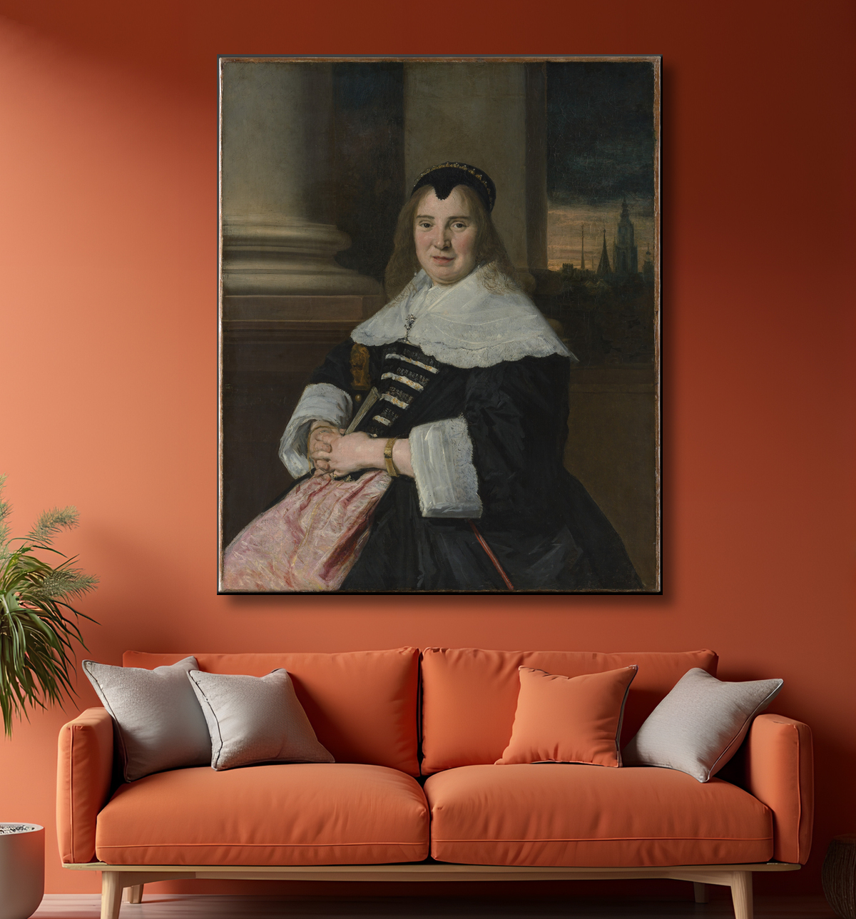 Reproduction Portrait d'une femme de Frans Hals avec decor