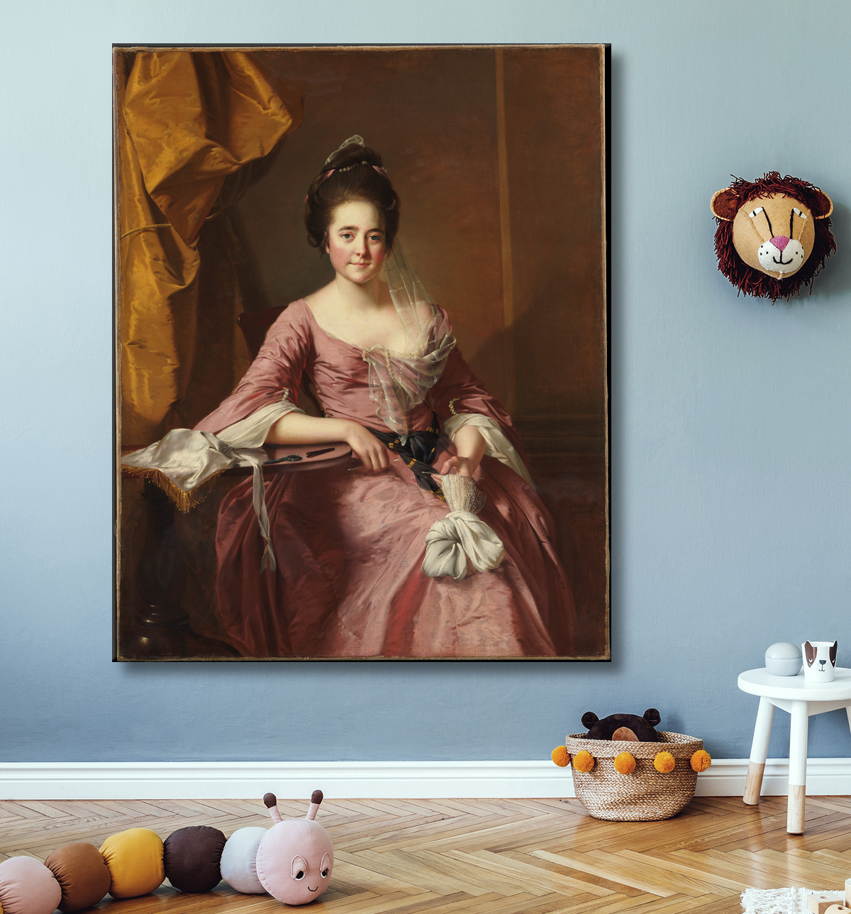 Reproduction Portrait d'une femme de Joseph Wright (Wright of Derby) avec decor