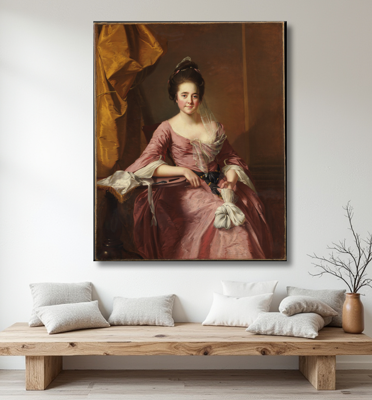 Reproduction Portrait d'une femme de Joseph Wright (Wright of Derby) avec decor