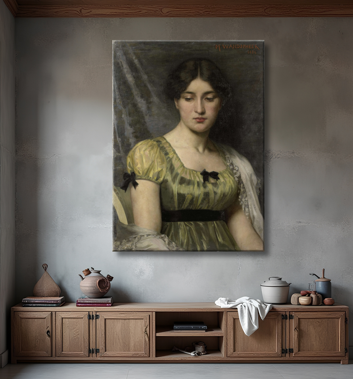 Reproduction Portrait d'une femme de Marie Wandscheer avec decor