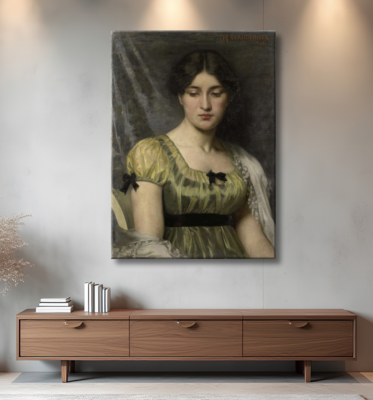 Reproduction Portrait d'une femme de Marie Wandscheer avec decor