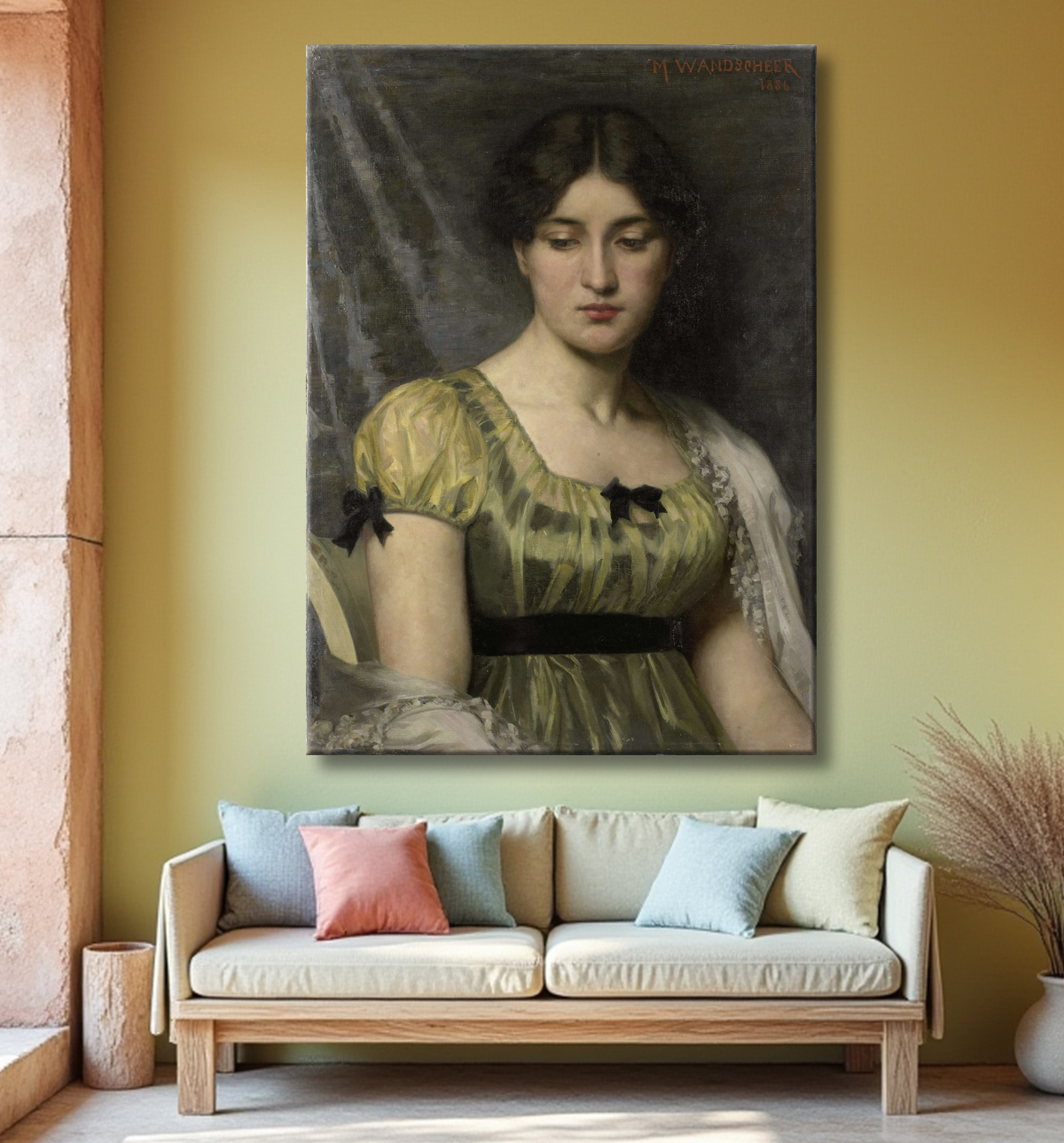 Reproduction Portrait d'une femme de Marie Wandscheer avec decor