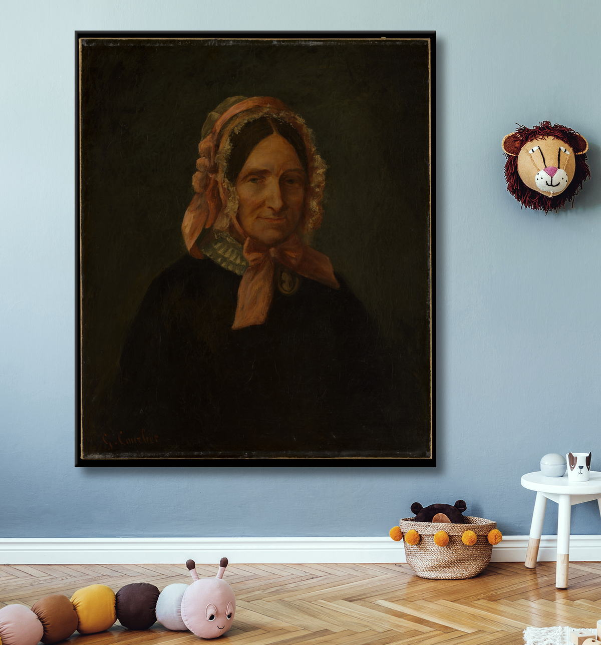 Reproduction Portrait d'une femme, dite Héloïse Abélard de Gustave Courbet avec decor