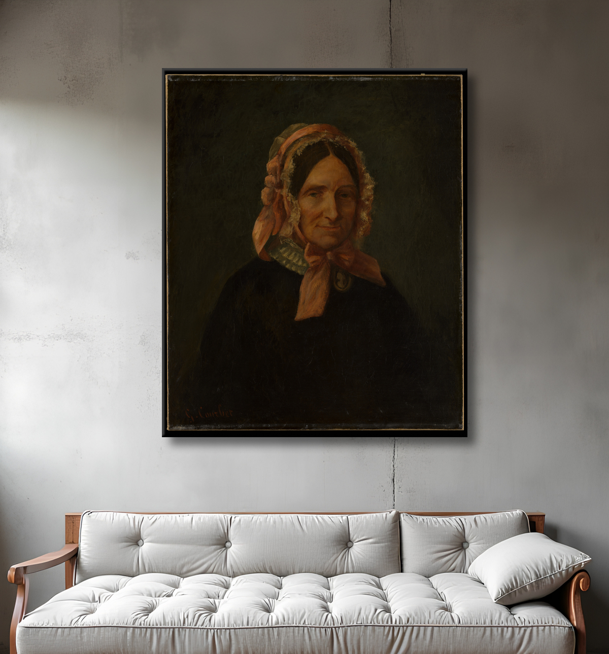 Reproduction Portrait d'une femme, dite Héloïse Abélard de Gustave Courbet avec decor