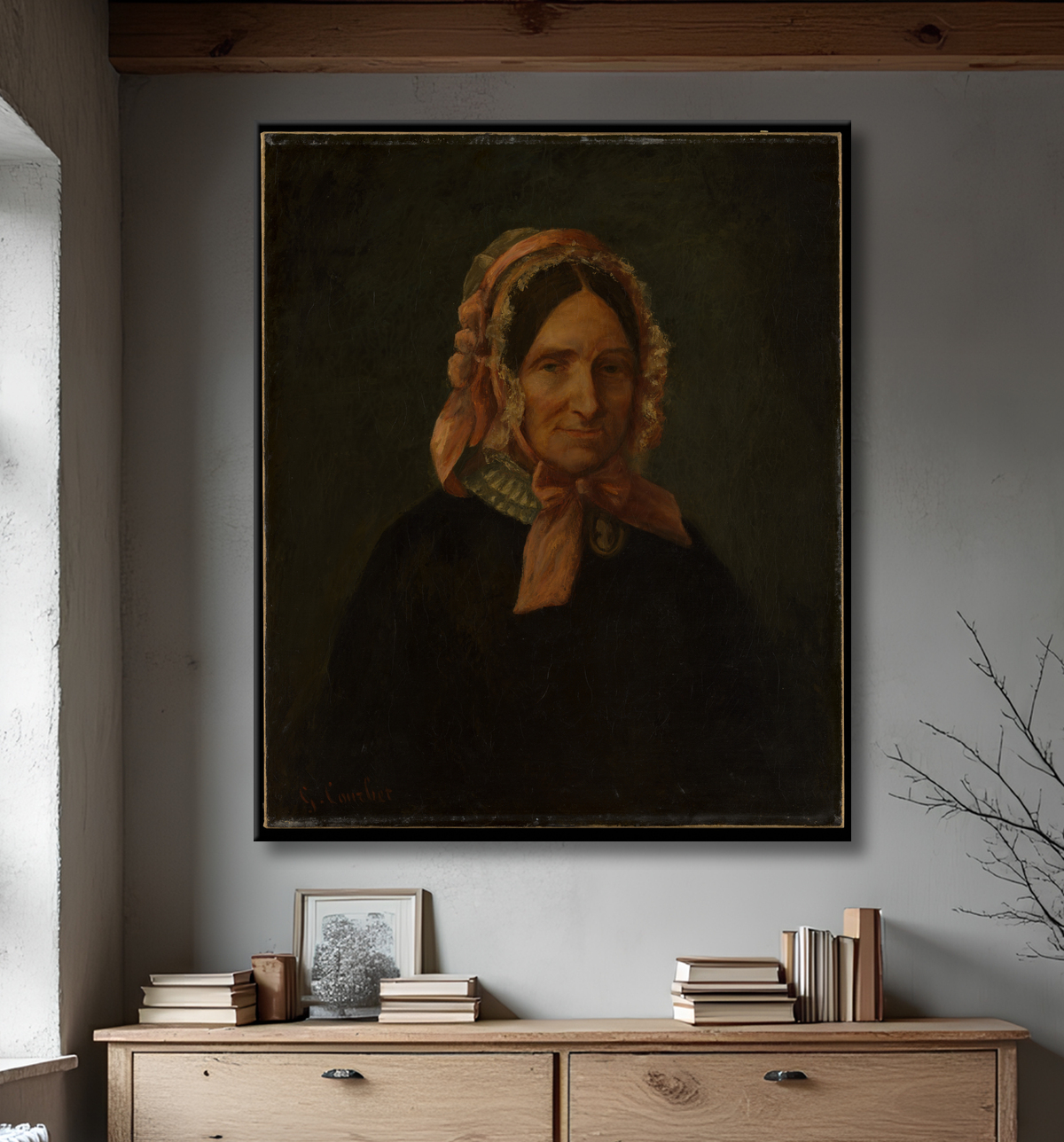 Reproduction Portrait d'une femme, dite Héloïse Abélard de Gustave Courbet avec decor