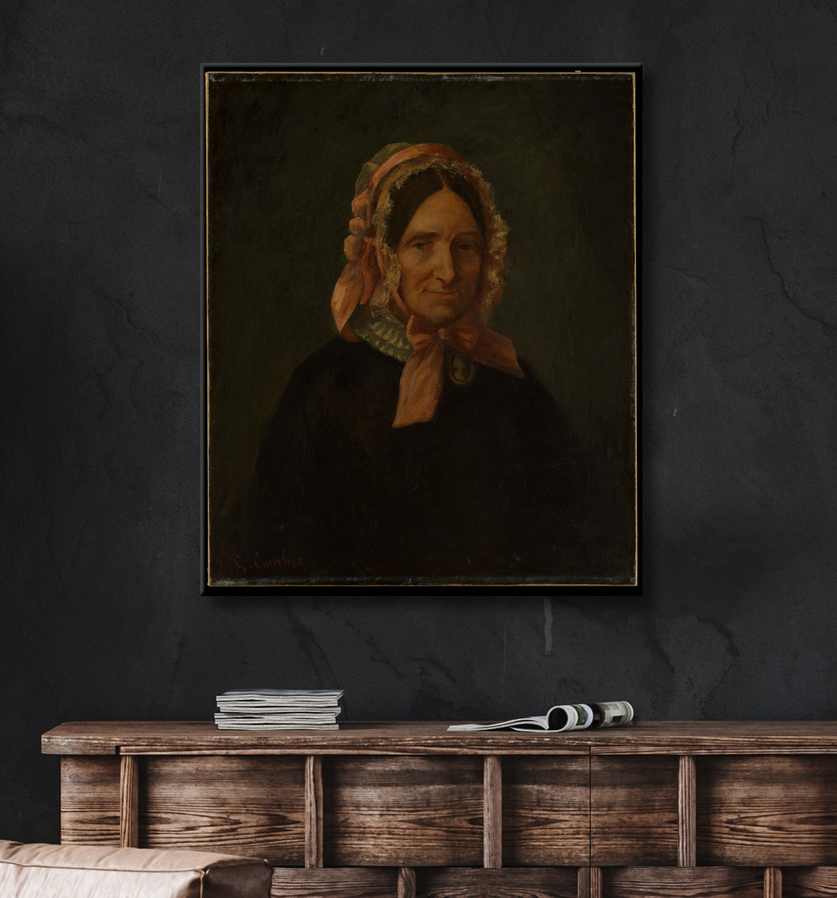Reproduction Portrait d'une femme, dite Héloïse Abélard de Gustave Courbet avec decor