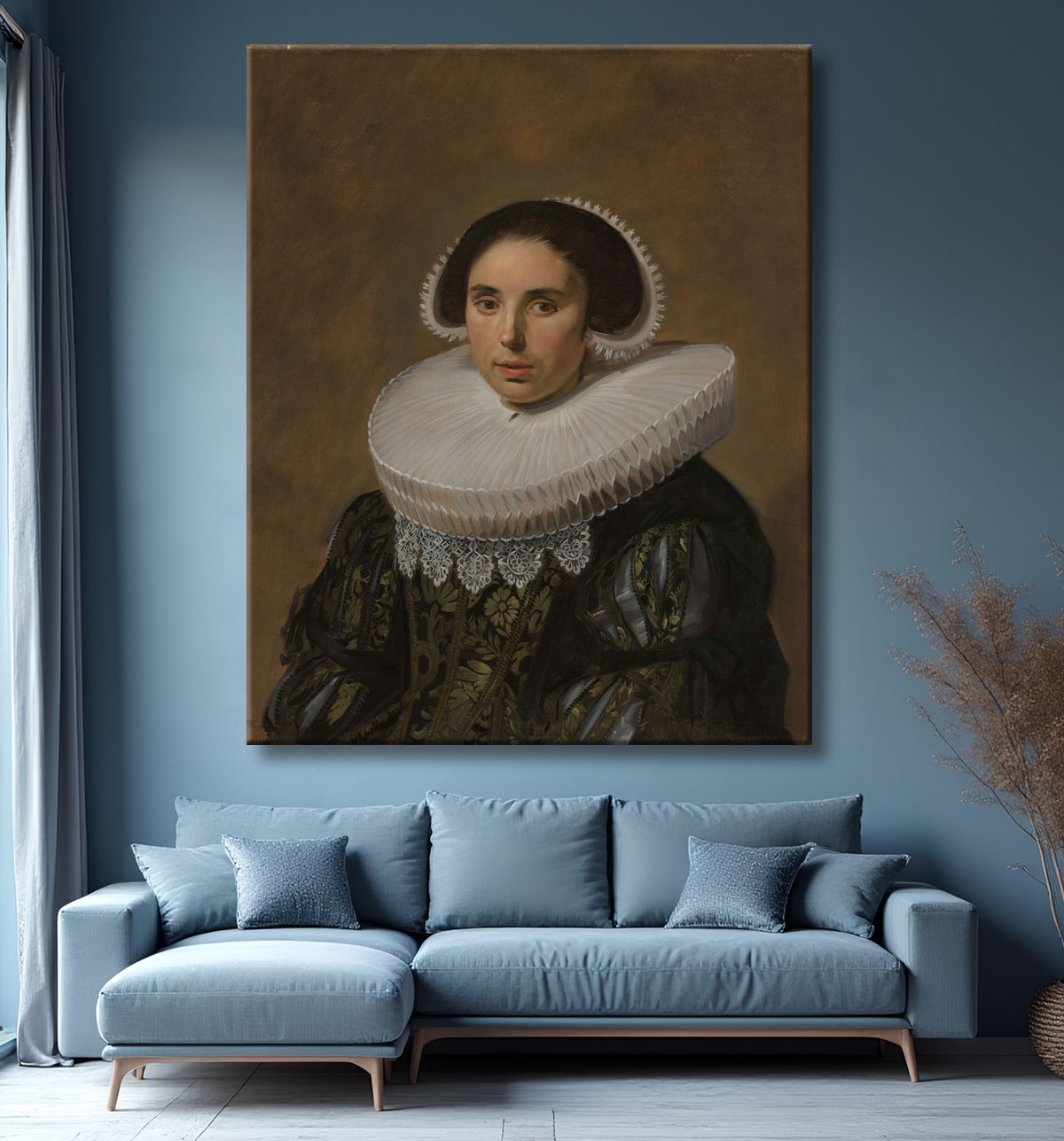 Reproduction Portrait d'une femme de Frans Hals avec decor