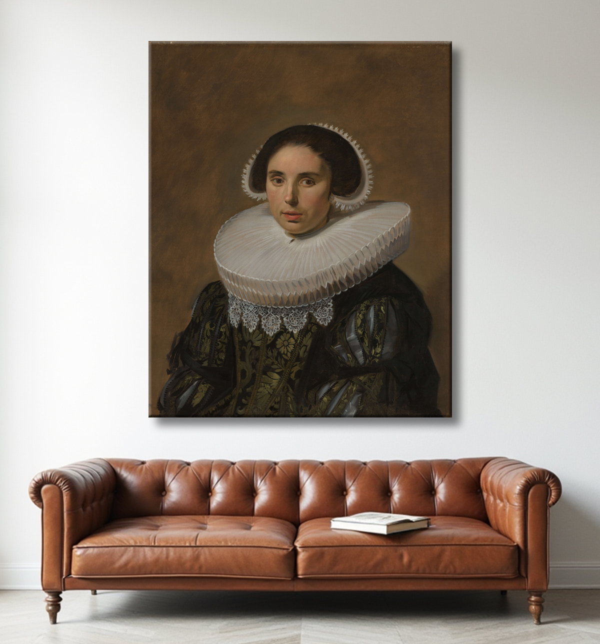 Reproduction Portrait d'une femme de Frans Hals avec decor