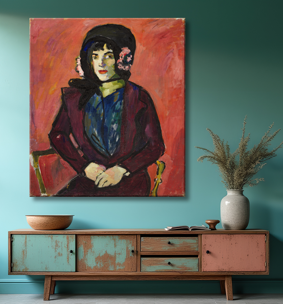 Reproduction Portrait d'une fille de H. Lyman Saÿen, born Philadelphia, PA 1875-died Philadelphia, PA 1918 avec decor