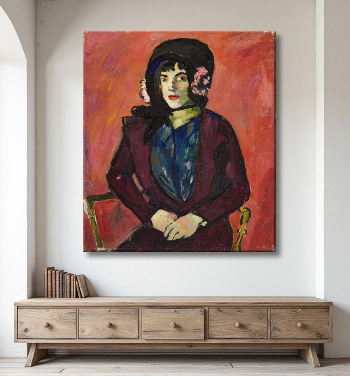 Reproduction Portrait d'une fille de H. Lyman Saÿen, born Philadelphia, PA 1875-died Philadelphia, PA 1918 avec decor