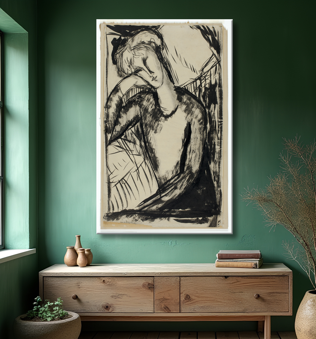 Reproduction Portrait d'une jeune femme de Amedeo Modigliani avec decor