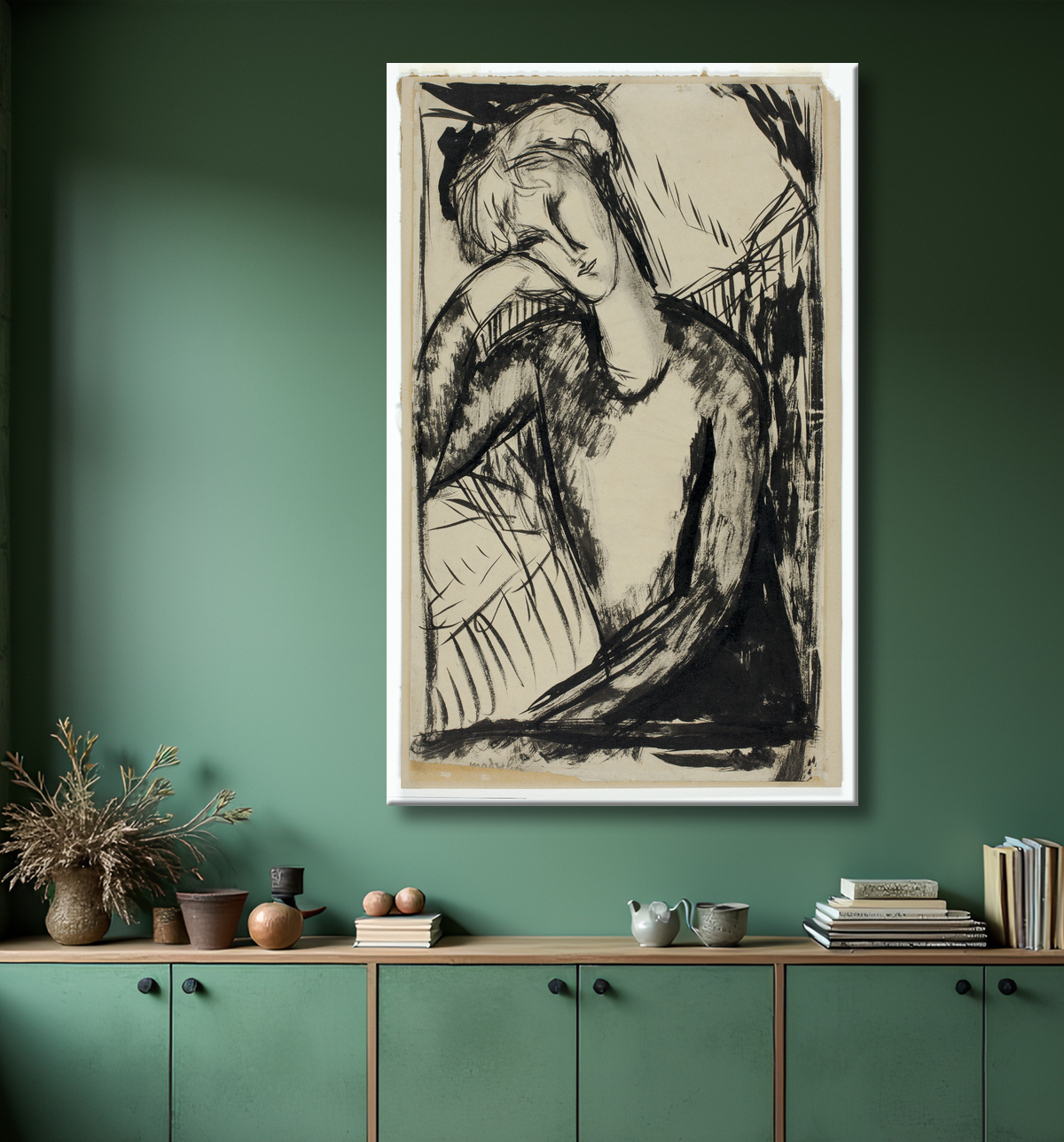 Reproduction Portrait d'une jeune femme de Amedeo Modigliani avec decor