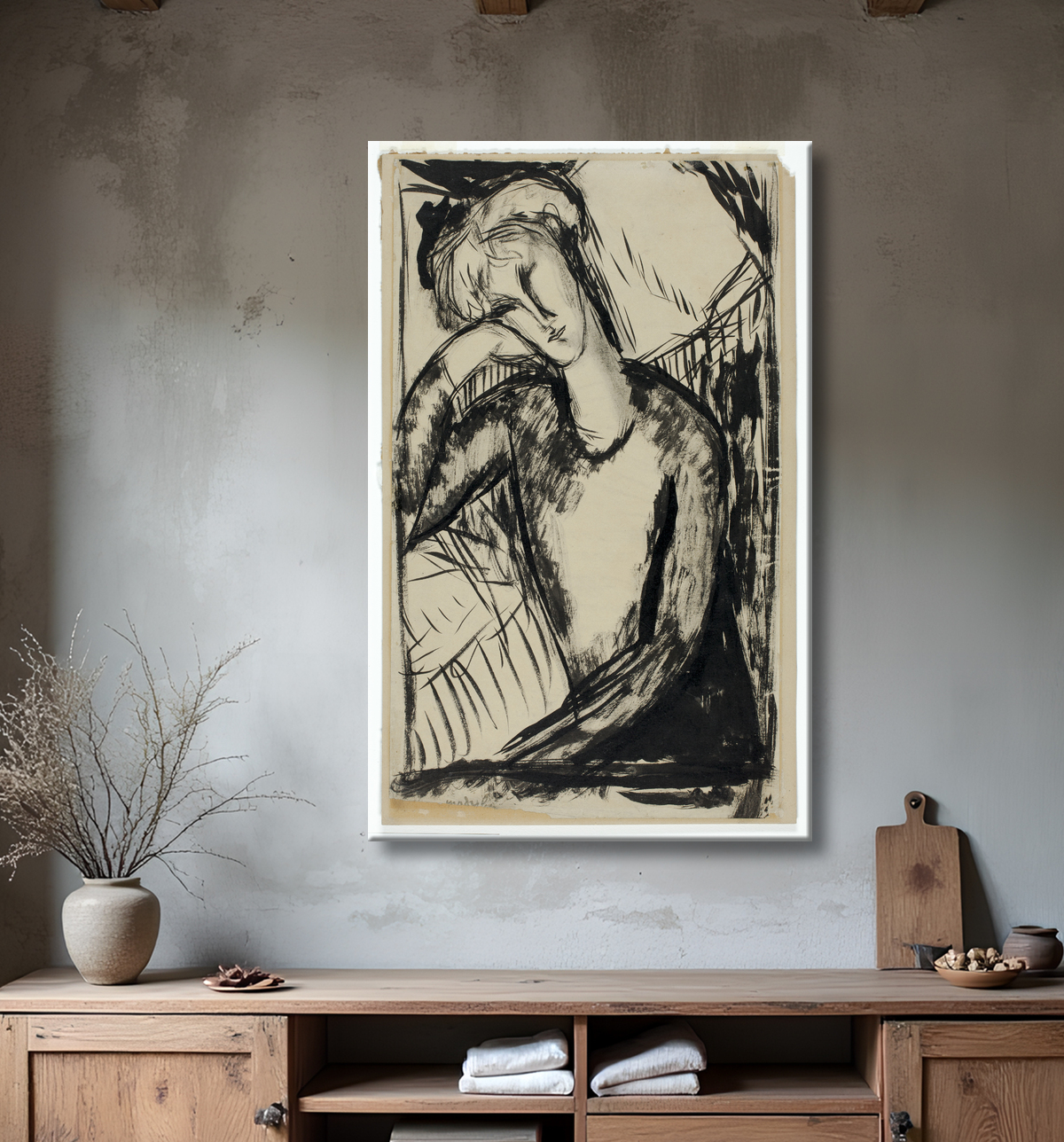 Reproduction Portrait d'une jeune femme de Amedeo Modigliani avec decor
