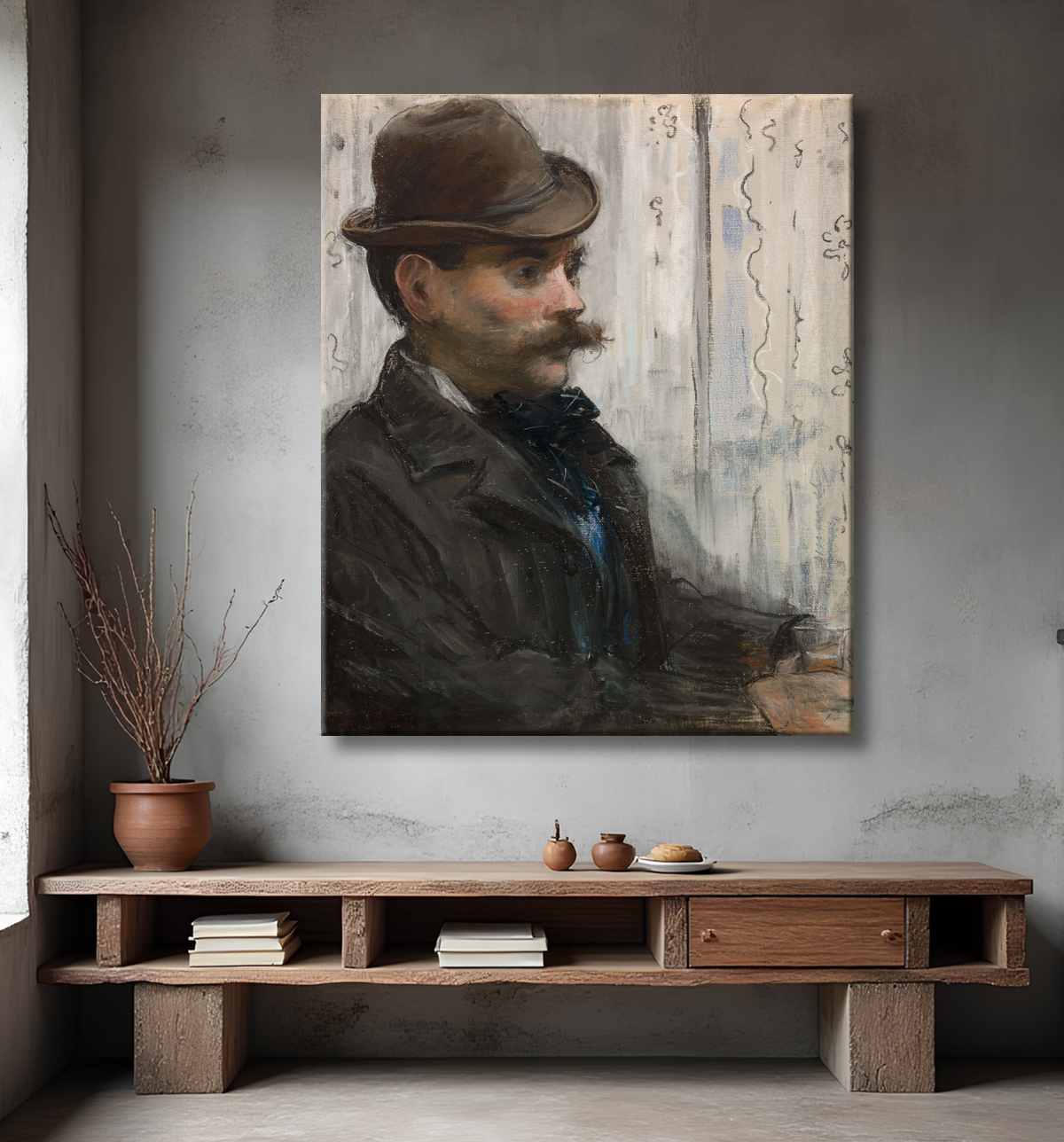 Reproduction Portrait d'Alphonse Maureau de Édouard Manet avec decor