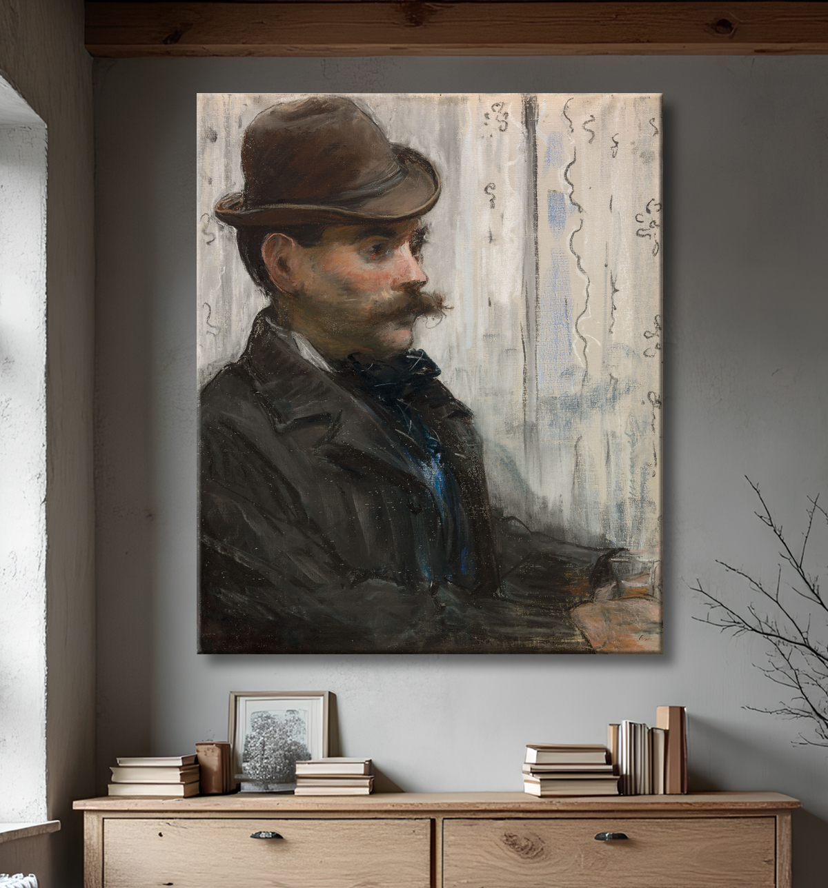Reproduction Portrait d'Alphonse Maureau de Édouard Manet avec decor