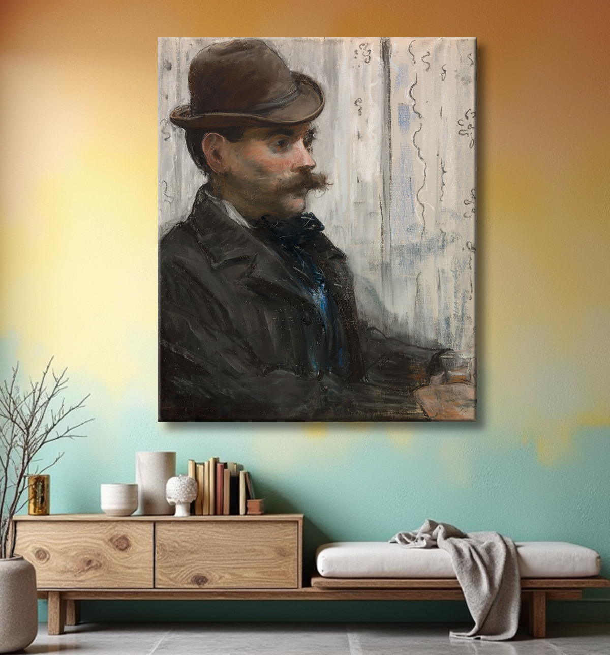 Reproduction Portrait d'Alphonse Maureau de Édouard Manet avec decor